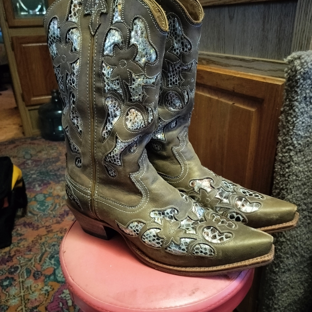 Twisted X boots metallic snake pointed toe